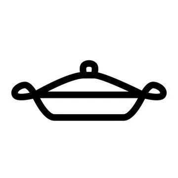 Flat Pan and lid outline Stock Illustration
