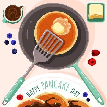 Flat pancake day illustration Stock Illustration