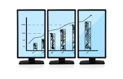 Flat panels with chart Stock Photos