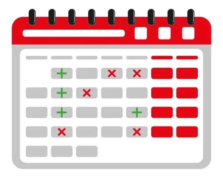Flat paper calendar in flat style on white background. With check mark and cr Stock Illustration