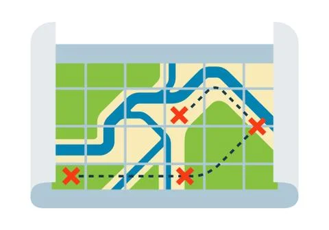 Flat paper map vector icon. Travel concept. Stock Illustration