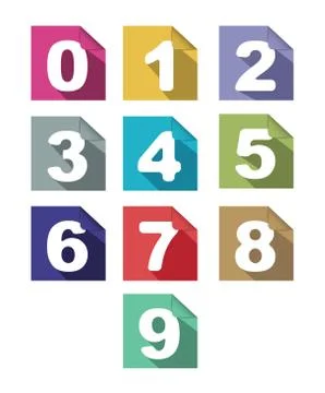 Flat paper  numbers set with long shadows Stock Illustration