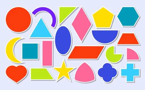 Flat paper sticker geometric shape icon set vector Stock Illustration