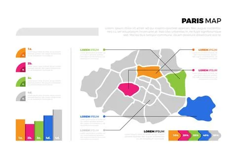 Flat paris map infographics Stock Illustration