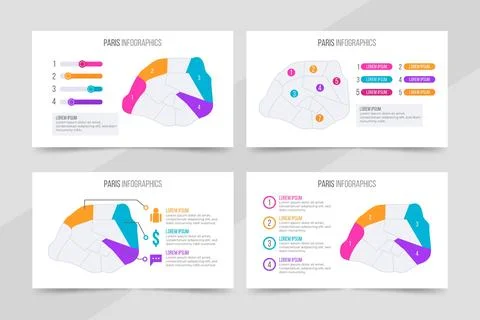 Flat paris map infographics Stock Illustration