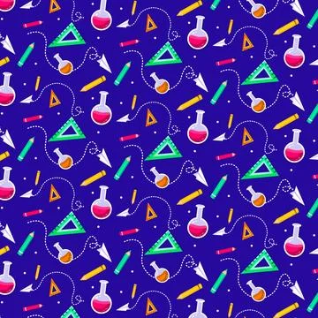 Flat pattern design for back to school season Stockillustratie