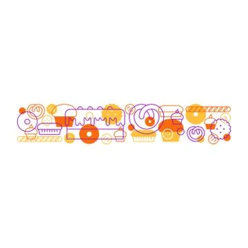 Flat pattern of different desserts icons, delicious cackes 스톡 일러스트