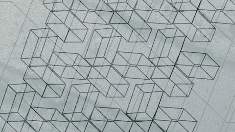 Flat pattern with an optical illusion on a light gray surface. 3d rendering 4K Stock Footage 293339210