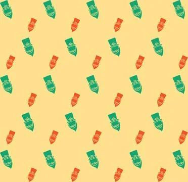 Flat pattern is showing bearded leprechaun heads with top hat in green orange on Foto stock