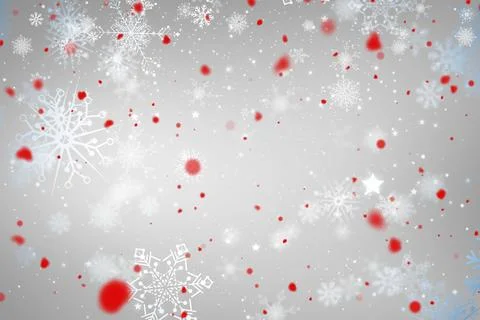Flat pattern is showing blue white snowflakes red dots white stars specks on Stock Illustration