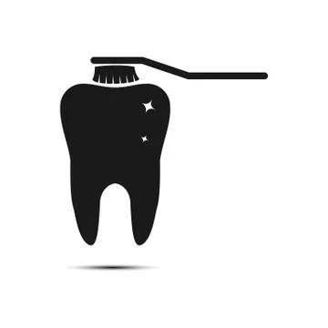 Flat pattern, Silhouette toothbrush and silhouette of a tooth Illustrazione stock