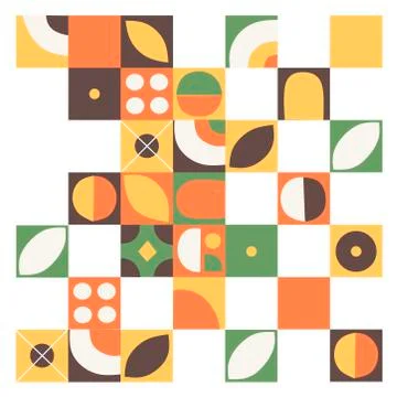 Flat pattern squares background flat vector illustration. Retro funky graphic. Stock Illustration