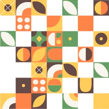Flat pattern squares background flat vector illustration. Retro funky graphic. Stock Illustration