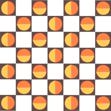 Flat pattern squares circles background flat vector illustration. Retro funky Illustrazione stock