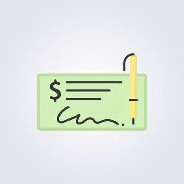 Flat paycheck banknote icon logo vector illustration design Stock Illustration
