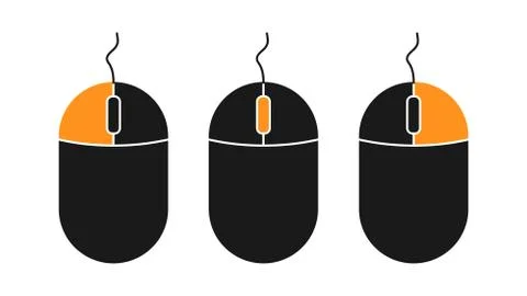 Flat pc mouse icon isolated on white background. Pc tool vector Stock Illustration