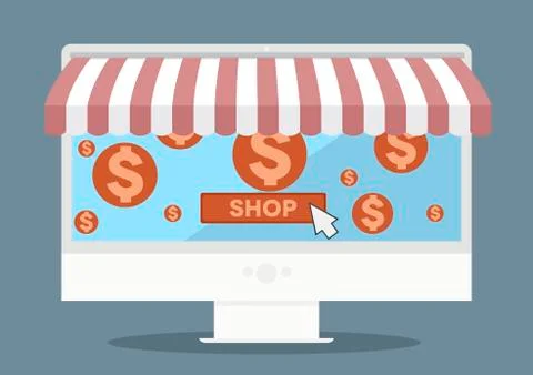 Flat pc shopping Stock Illustration