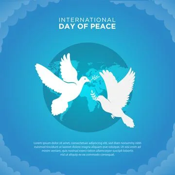 Flat peace day background with dove Free Vector. International Day of Peace b Stock Illustration