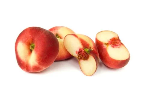 Flat peaches with sections Stock Photos