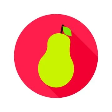 Flat Pear Circle Icon Stock Illustration