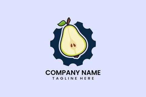 Flat pear fruit gear mechanical engineering logo イラスト素材