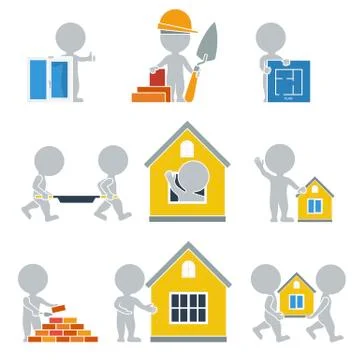 Flat people - construction Stock Illustration