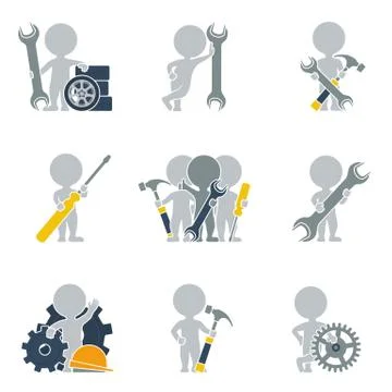 Flat people - mechanics Stock Illustration