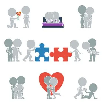 Flat people - relationships Stock Illustration