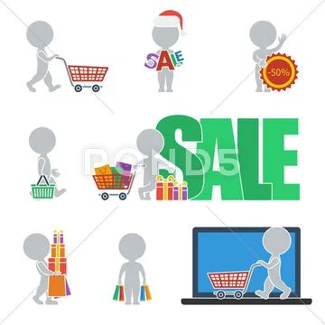 Flat people - sale Stock Illustration