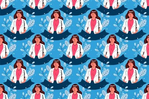 Flat people seamless pattern background Stock Illustration