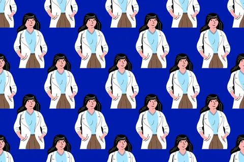 Flat people seamless pattern background Stock Illustration