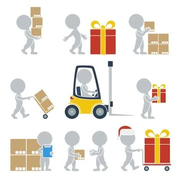 Flat people - shipping Stock Illustration