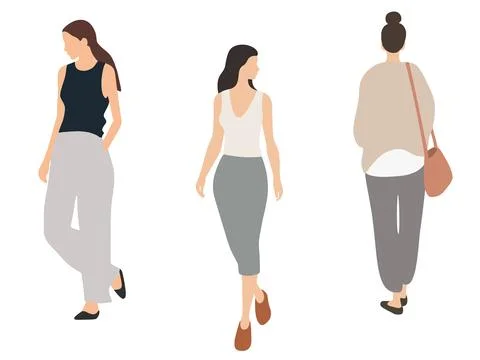 Flat people vector illustration, abstract women in casual clothing Stock Illustration