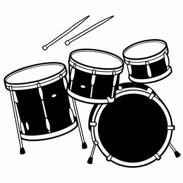 Flat Percussion Drum Kit Musical Instrument Stock Illustration