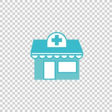 Flat Pharmacy Shop Icon 库存插图