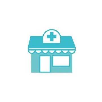 Flat Pharmacy Shop Icon Stock Illustration