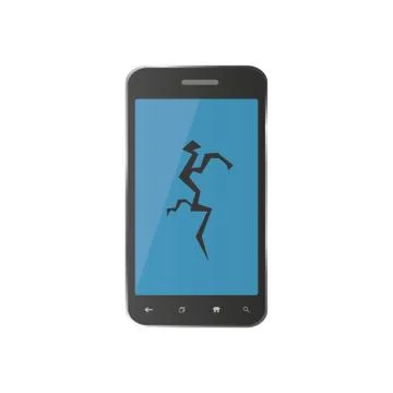 Flat phone with a broken screen. Icon for repair smartphones Stock Illustration