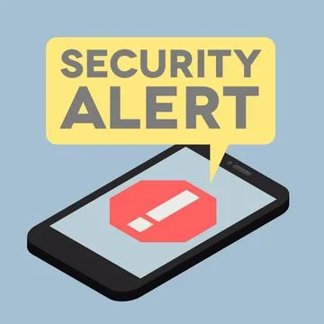 FLAT phone iso SecurityAlert minimalistic illustration of a monitor with a... Foto stock