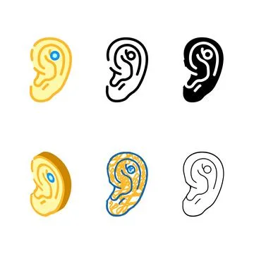 Flat piercing earring color icon vector edition Stock Illustration