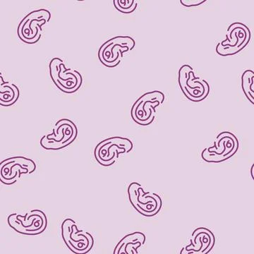 Flat piercing earring line vector seamless pattern Stock Illustration