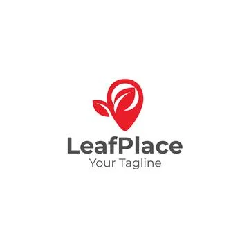 Flat Pin Leaf Place Nature Outdoor Logo design Stock Illustration