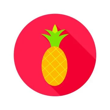 Flat Pineapple Circle Icon Stock Illustration