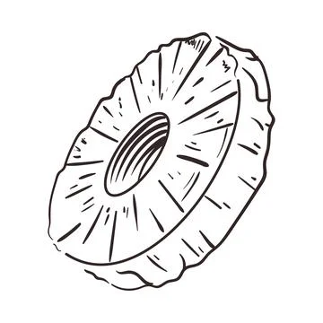 Flat pineapple slice Stock Illustration
