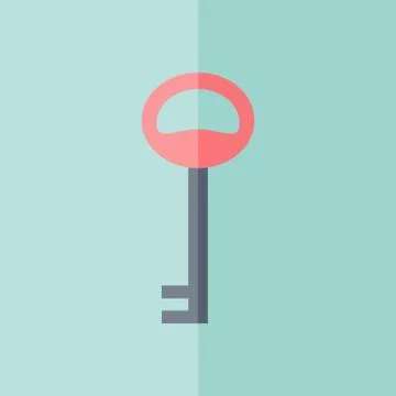 Flat pink blue key icon over mint Stock Illustration