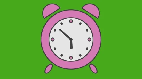 Flat pink clock on a green screen chromakey video Stock Footage 221604100