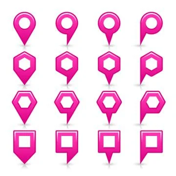 Flat pink color map pin sign location icon Illustrazione stock