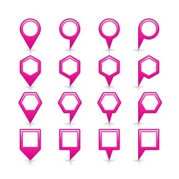Flat pink color map pin sign location icon Stock Illustration