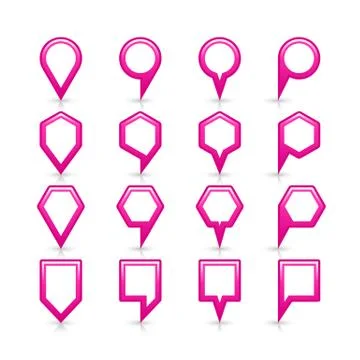 Flat pink color map pin sign location icon Stock-Illustration
