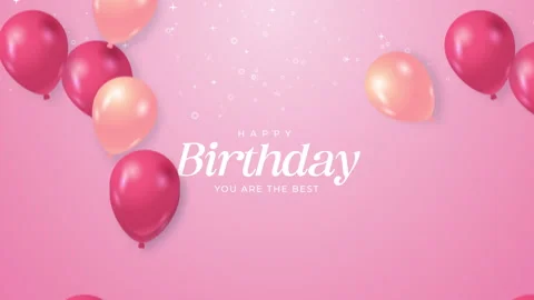 Flat pink gradient and balloons birthday background Stock Footage 244249461