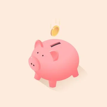 Flat pink piggy box. Money saving, financial investment イラスト素材